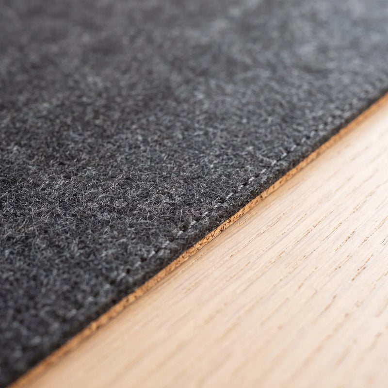 Felt & Cork Desk Mat — The edge is stitched, not cut