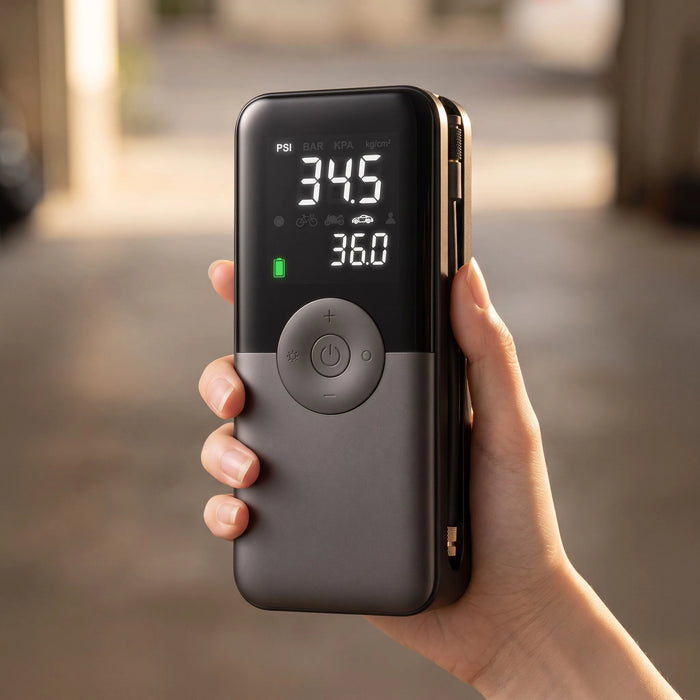 The cordless tire inflator — It fits in one hand