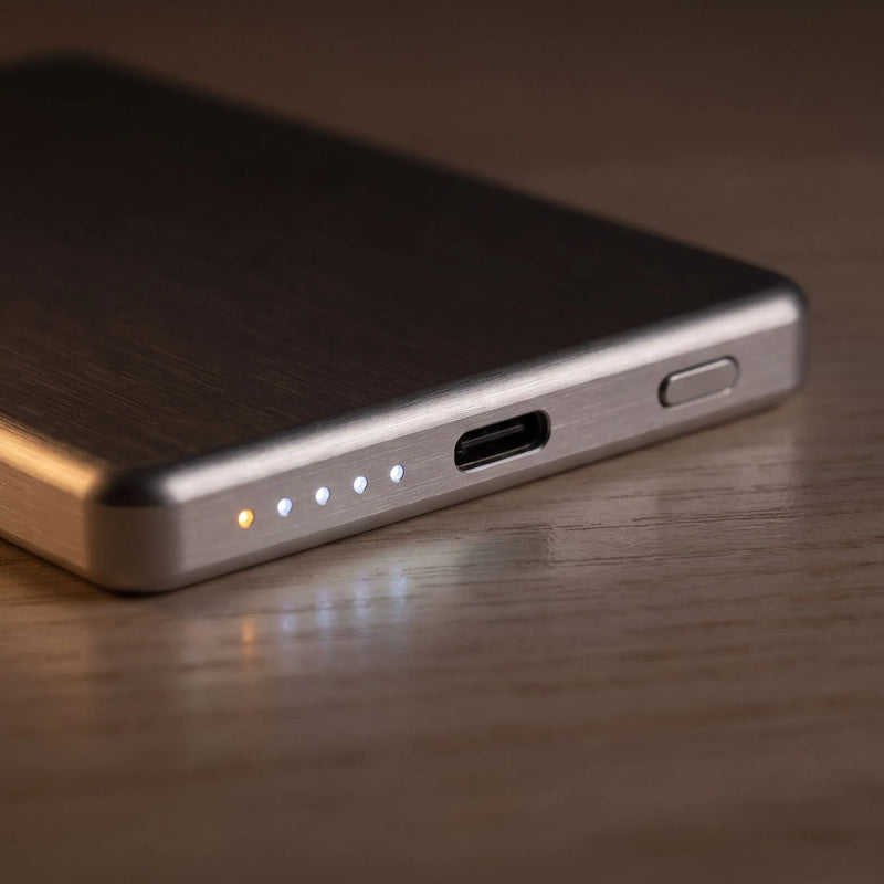 Slim Power Bank — It tells you where it stands