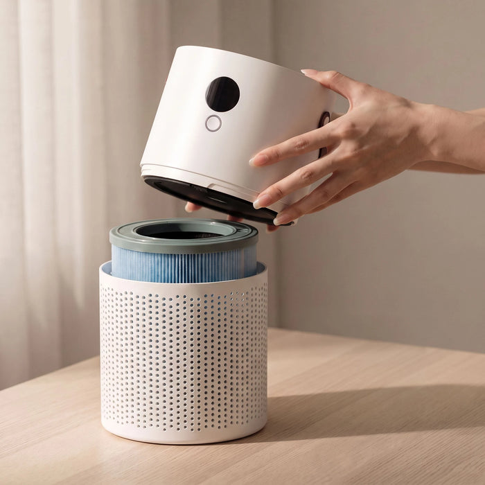 The portable air purifier — The cartridge changes in one twist