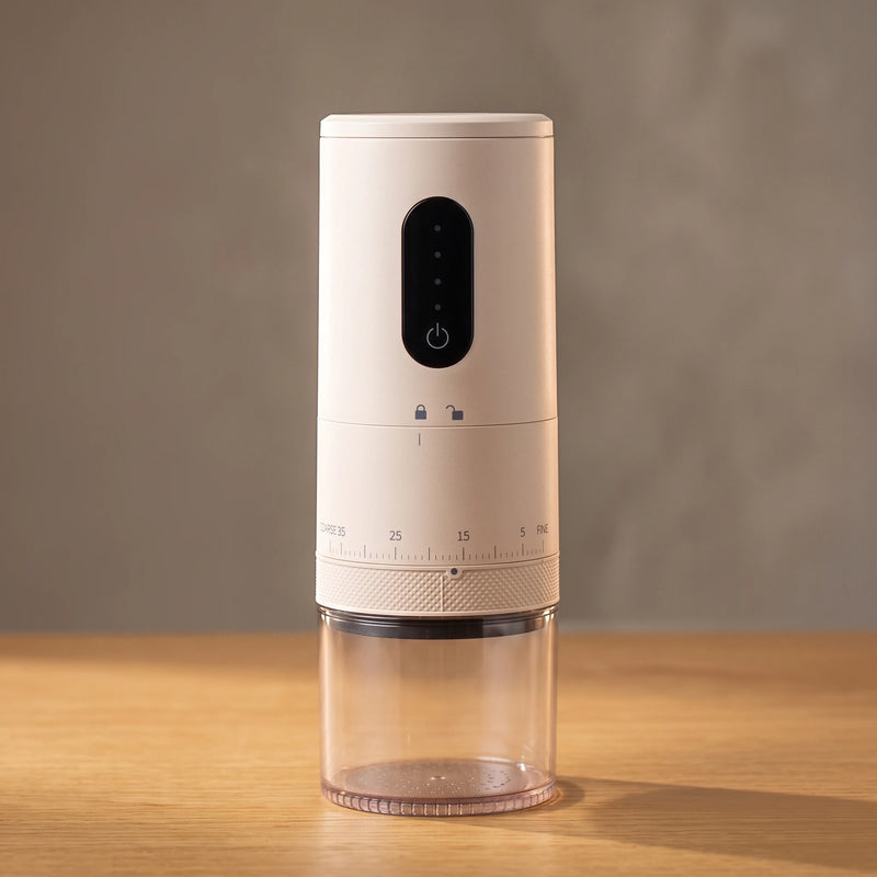 The cordless coffee grinder in Cream