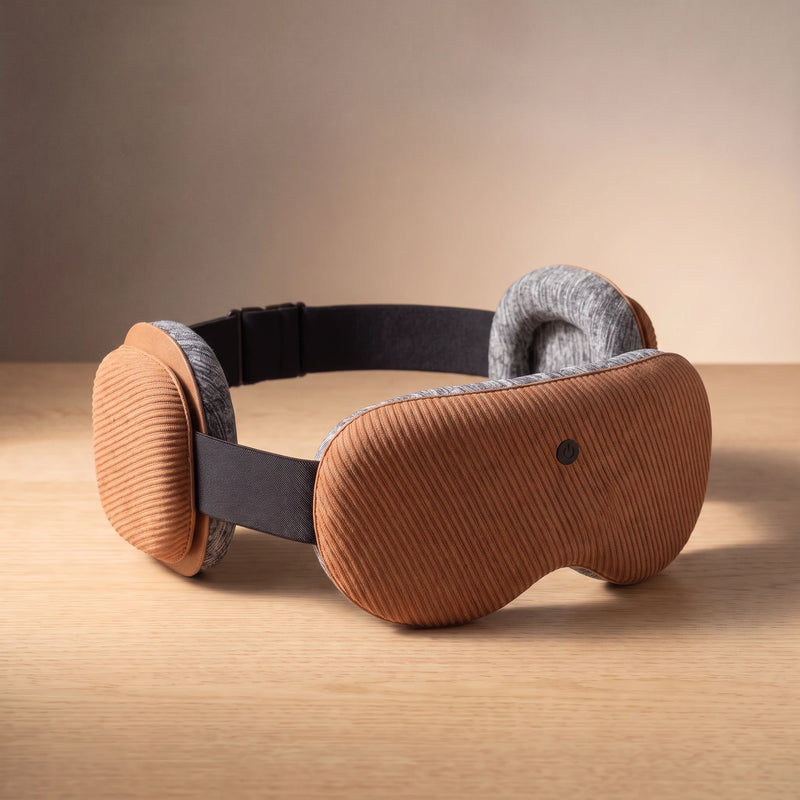 The Bluetooth sleep mask — the padded ear-cushion speakers, in Clay