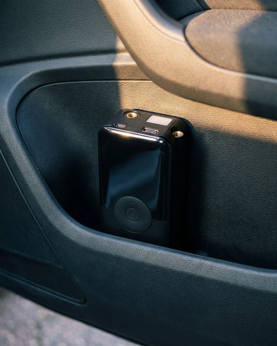 The cordless tire inflator — Or the door pocket