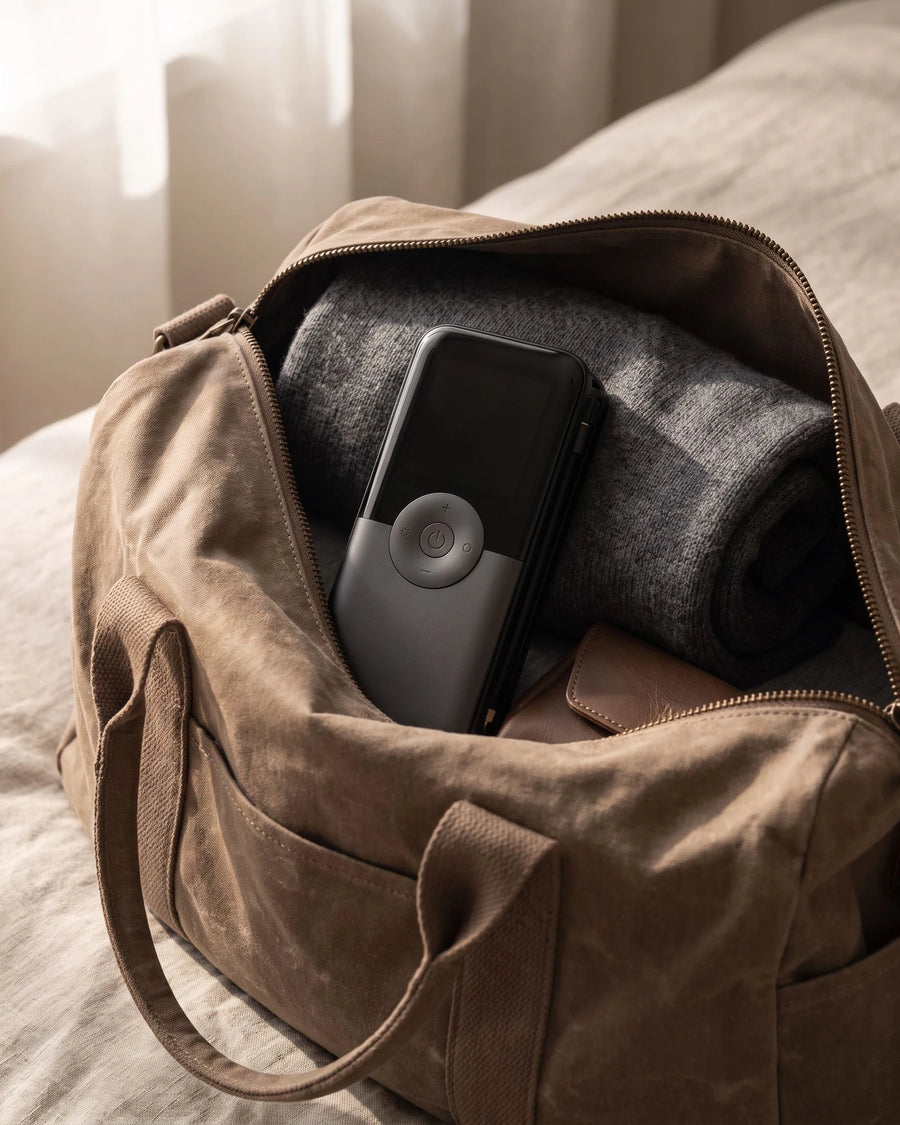 The cordless tire inflator — Or packed for the trip