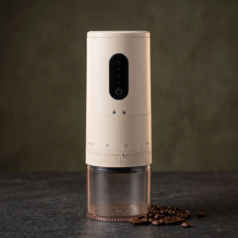 The cordless coffee grinder in Cream