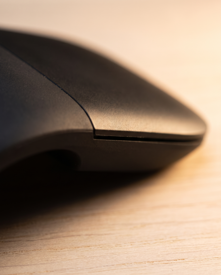 The folding mouse - the fold seam in close macro
