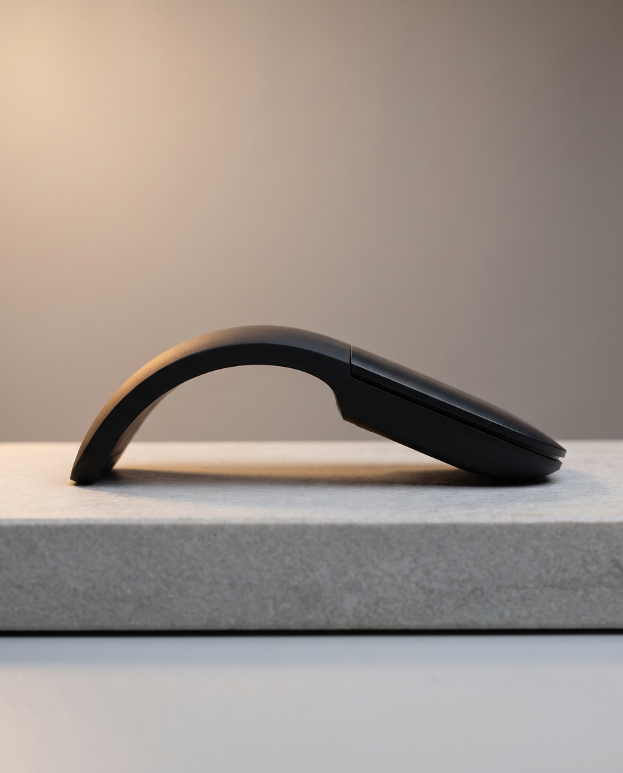 The folding mouse in profile, curved on stone