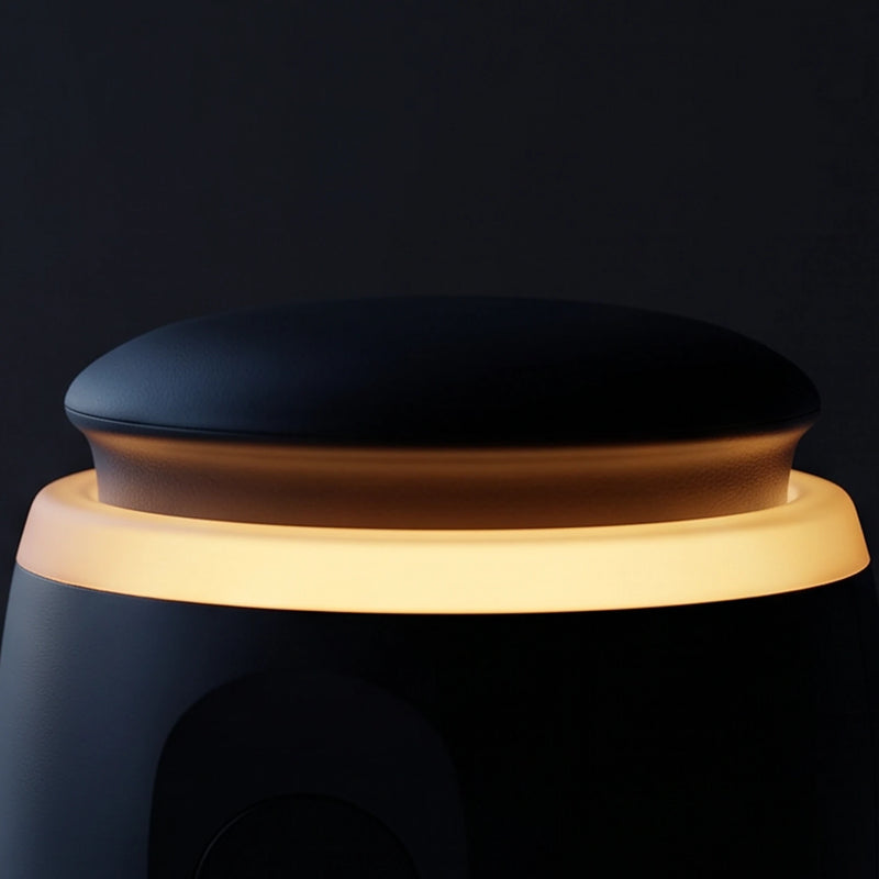 Close on the lit collar, the cap resting above it