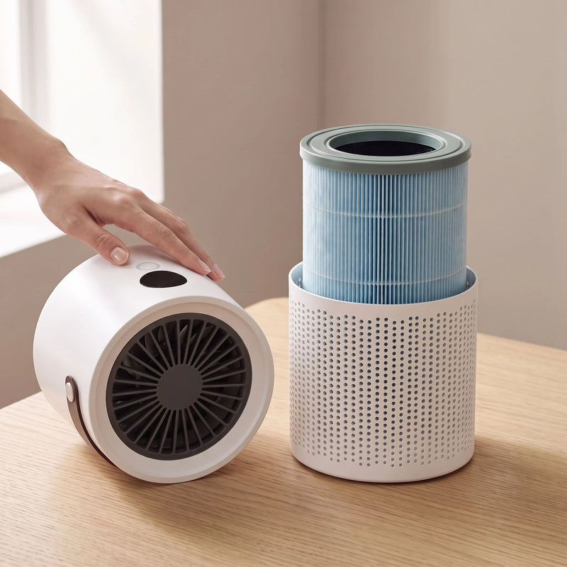 The portable air purifier — open