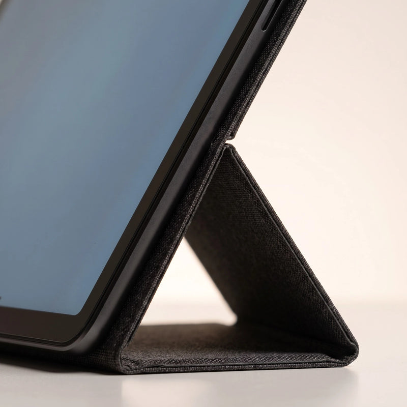 Close detail of the folding case where it forms the kickstand