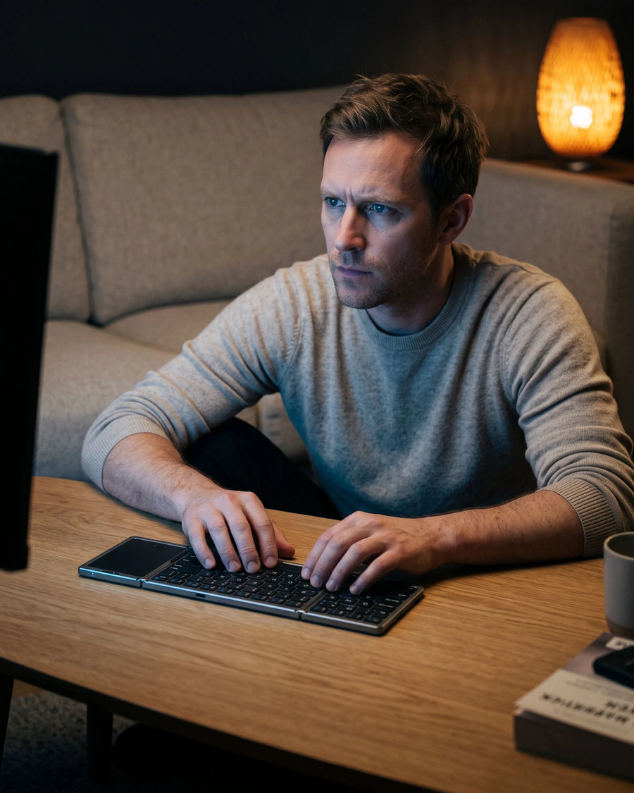 The folding keyboard — Across the room