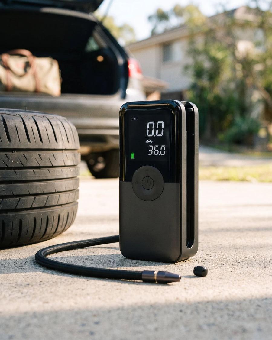 The cordless tire inflator — The morning before a long drive