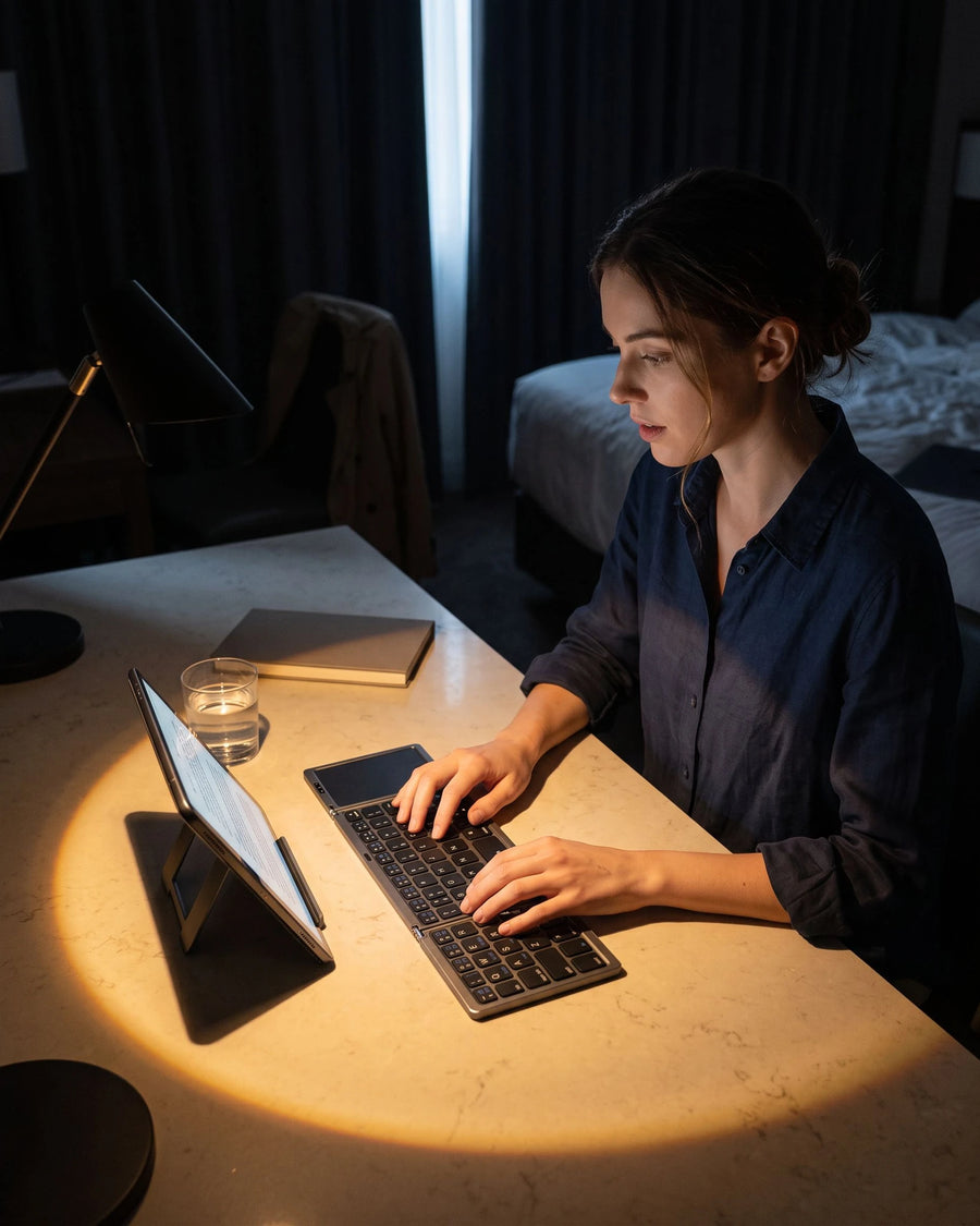 The folding keyboard — The hotel desk