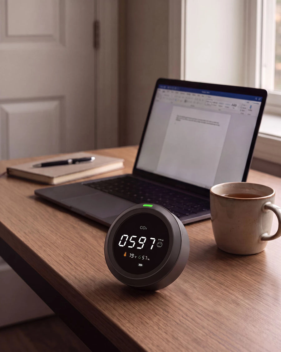 The CO2 monitor — The room you work in, door shut