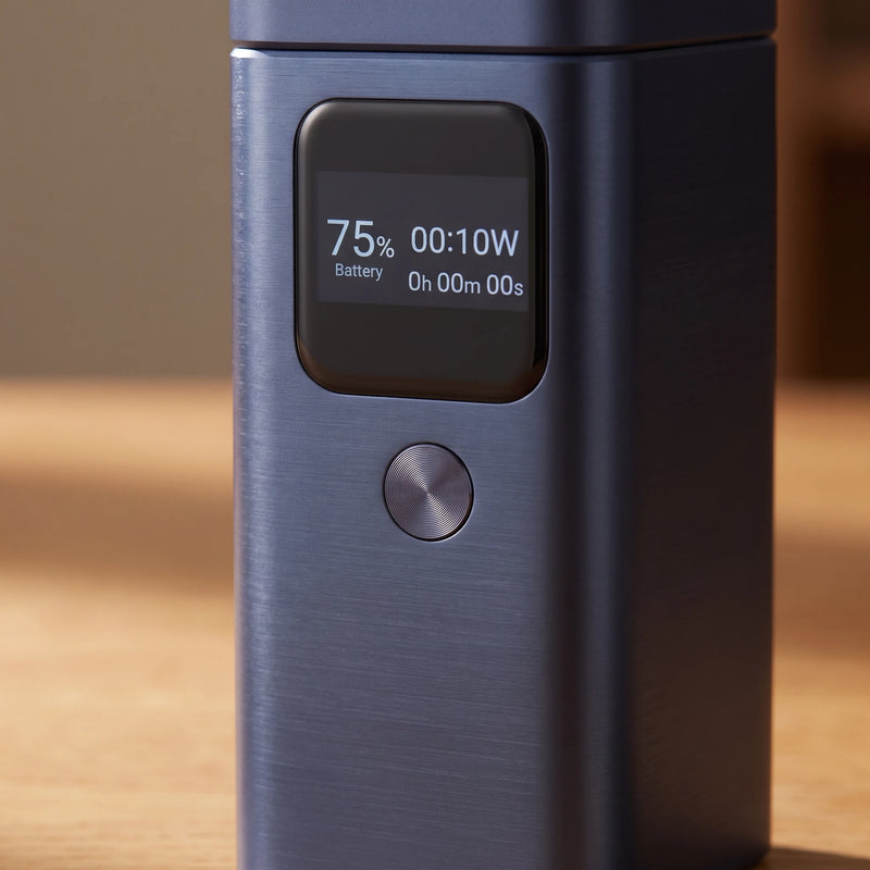 The power bank's live TFT screen and round mode button