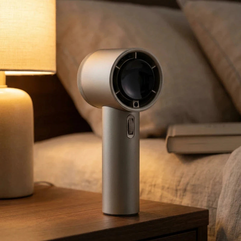 Handheld Turbo Fan — Kitchen and bedside