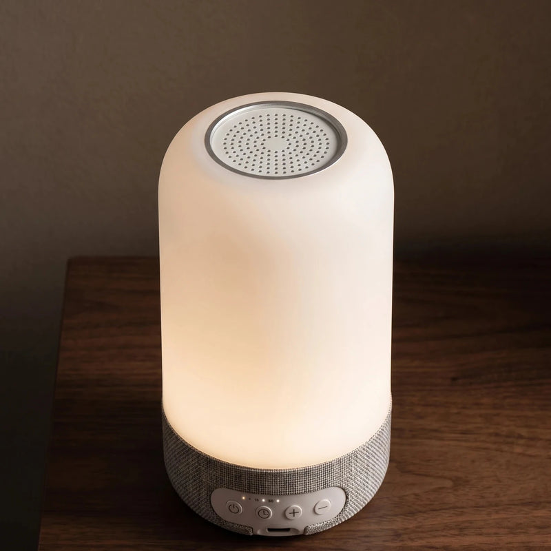The bedside lamp — top speaker disc