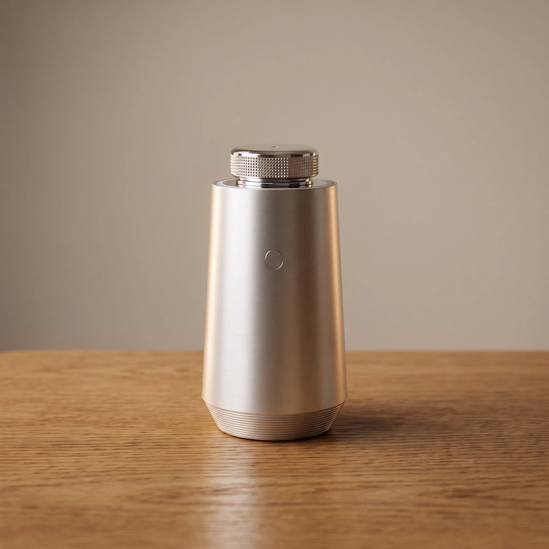 The car diffuser in Brushed Silver — front view