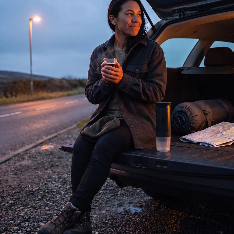 Portable Espresso Maker — A layby at five in the morning