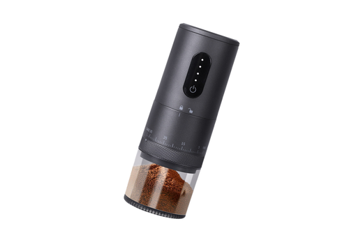 The cordless coffee grinder, cut out