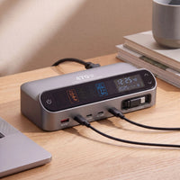 The desk charging station — in place