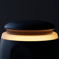 Close on the lit collar, the cap resting above it