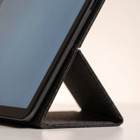 Close detail of the folding case where it forms the kickstand