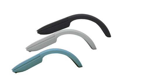The folding mouse in its three finishes, stacked