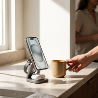 Foldable Charging Stand — On the kitchen counter